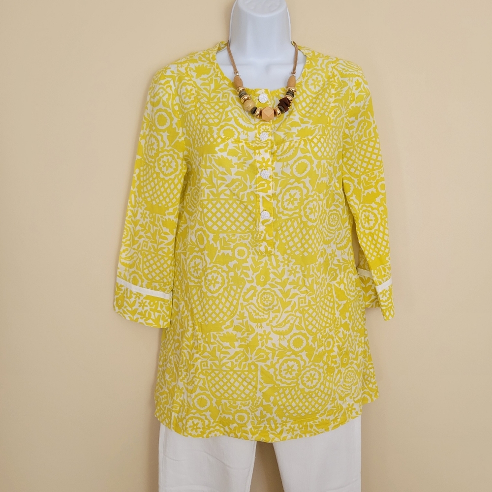 Tory Burch Yellow and White Print Tunic